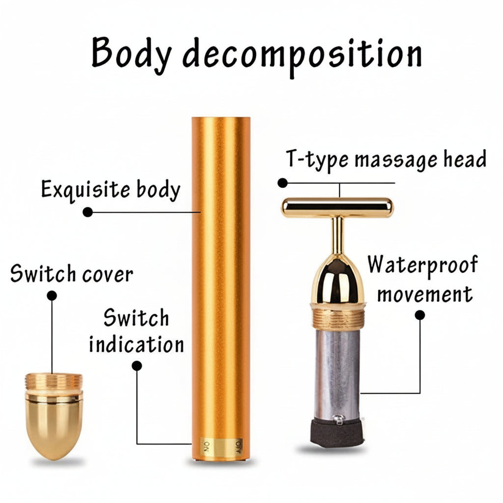 24K Gold Energy Beauty Bar Electric Facial Massage Roller